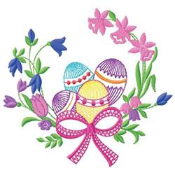 detailed spring leaf machine embroidery pattern - Easter Eggs for kitchen aprons