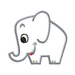 Cute elephant with a smooth grey outline, white body, small black eye, and red tongue, perfect for playful designs.