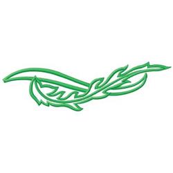 Stylized feather with smooth lines in vibrant green, perfect for quilting and minimalist decor.