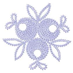 Floral design with delicate purple rounded shapes and intricate leaves, showcasing elegant embroidery.