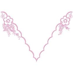 Floral elements with delicate pink flowers and vines, featuring scalloped edges in an elegant spring design.