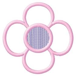 Cute flower shape outlined in pink with a striped center, perfect for cheerful children's items.