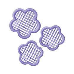 Flower shape in light purple with a mesh-like design, featuring three playful blooms arranged in a triangular formation.