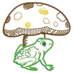 mushroom beginner-friendly machine embroidery - Frog and Toadstool for patchwork quilt blocks