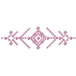 Modern geometric pattern with pink diamonds and circular dots, perfect for decorative embroidery.