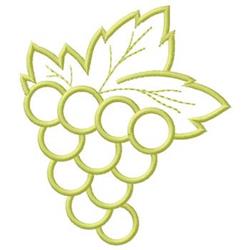 Stylized grape cluster with rounded shapes and vibrant green leaves in a clean, minimalist style.