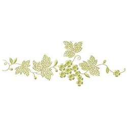 Delicate grapevine design featuring green leaves, clusters of grapes, and swirling vines in a natural style.