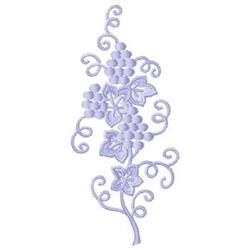 Delicate grapevine design with clusters of grapes and lush leaves in soft lavender. Ideal for elegant floral decor.