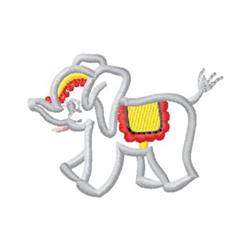 Cute gray elephant with a colorful saddle and cheerful expression, perfect for playful children's items.