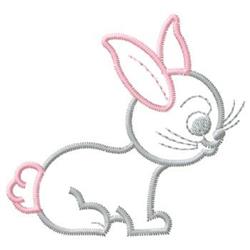 Happy rabbit with pink ears and a gray outline, radiating joy for Easter festivities.