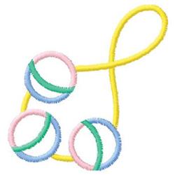 Three interconnected circles in playful pastel pink, blue, and green with a flowing yellow line, ideal for casual wear.