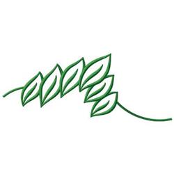 Leaf cluster in simple line art featuring five green leaves and a curved stem, ideal for botanical designs.