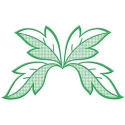 Cross stitch leaf design featuring two green leaves with a mesh texture in a clean and minimalist style.