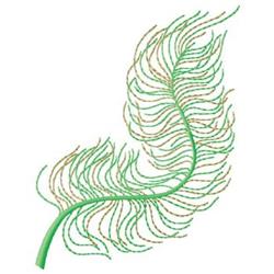 Intricately styled leaf in lush green tones, featuring flowing lines and delicate detailing. Ideal for fabric projects.