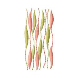Abstract design with leaf shapes and curved lines in soft pastel pink and green, showcasing modern playfulness.