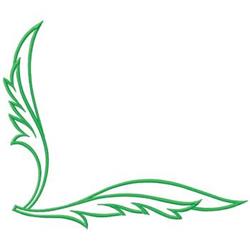 Simple leafy corner design featuring two graceful green leaves with vein details, in a minimalist style.