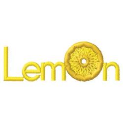 Applique lemon slice replaces 'O' in the word 'Lemon', colorful and playful design with cheerful yellow lettering.