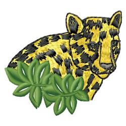 beginner-friendly cat machine embroidery pattern - Leopard for kitchen tea towels