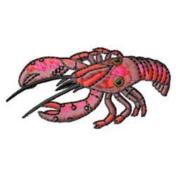 Vibrant lobster with bright pink embroidery features detailed claws and antennae, suitable for nautical decor.