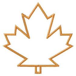 Stylized maple leaf in warm orange outlines, featuring angular shapes, perfect for fall projects.