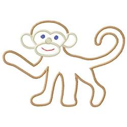 Cute monkey with a smiling face and bright blue eyes, featuring a simple outline and playful design.