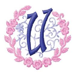 beginner-friendly leaf machine embroidery pattern - Monogram U for reusable tote bags