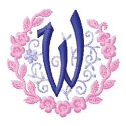 Monogram W - 4x4 leaf beginner-friendly machine embroidery design for cute baby onesies