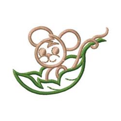 Cute mouse nestled in a green leaf with playful expressions, ideal for children's items.