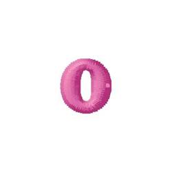 Playful number zero in glossy pink, featuring a rounded shape, perfect for children's items.