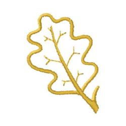 Stylized oak leaf in vibrant yellow thread, showcasing curvy edges. Perfect for fall projects.