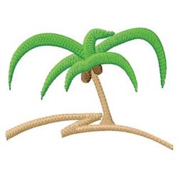 Stylized palm tree with vibrant green leaves and a tan trunk, featuring a minimalist tropical theme.