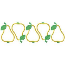 Playful yellow pear outlines with green leaves in a whimsical design, perfect for cheerful decor.