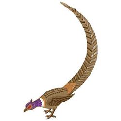 detailed bird machine embroidery pattern - Pheasant perfect for kitchen tea towels