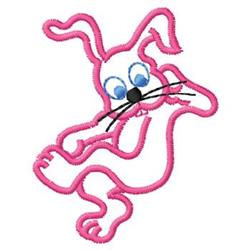 Playful pink rabbit with big blue eyes and black whiskers, perfect for whimsical Easter decor.