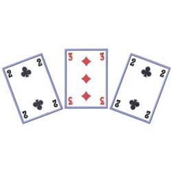 Fanned playing cards showcasing the 2 of clubs and 3 of diamonds with bright colors on a white background.
