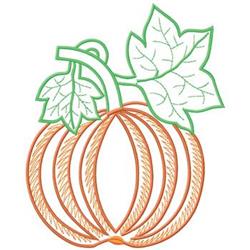 Playful pumpkin with an orange outline and green leaves, perfect for a fall-themed decor.