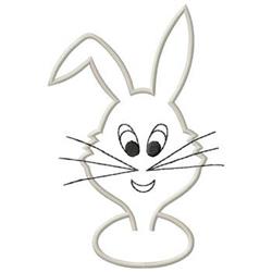 Cheerful rabbit with large ears, big eyes, and long whiskers in a playful cartoon style for Easter.