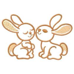 Cute rabbits in soft colors with simple outlines, perfect for Easter-themed children's items.