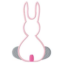 Playful pink rabbit outline with grey accents, ideal for Easter projects like kitchen towels.