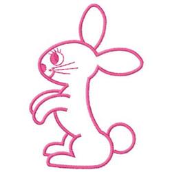 Playful rabbit outlined in pink, standing on hind legs with large ears. Perfect for Easter-themed embroidery.