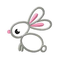 Whimsical gray rabbit with pink ears and nose, perfect for Easter decor.