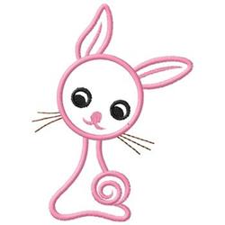 Cute pink rabbit with large eyes and whiskers, featuring a whimsical design for Easter decorations.