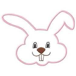 Playful rabbit with a pink outline and a smiling face, perfect for Easter celebrations.