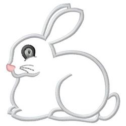 Cute rabbit with white outline, pink nose, and black eyes. Playful design fits Easter theme perfectly.