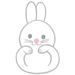 Adorable rabbit with a pink nose and grey outline, perfect for Easter. Simple and cute design style.