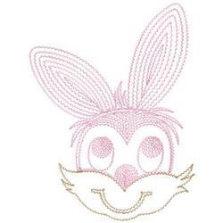 Playful rabbit face with pink ears and a smiling expression, perfect for Easter decorations.