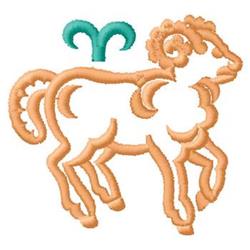 Whimsical ram in light peach with playful curly horns, capturing spring charm in a dynamic pose.