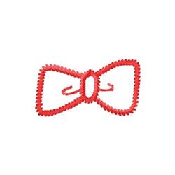 Playful red bow design with a bold outline, perfect for festive decorations on towels and bags.