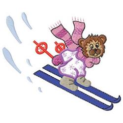 bear detailed machine digital embroidery - Skiing Bear perfect for reusable tote bags