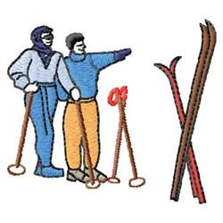 beginner-friendly winter cross machine embroidery pattern - Skiing for Group Gear